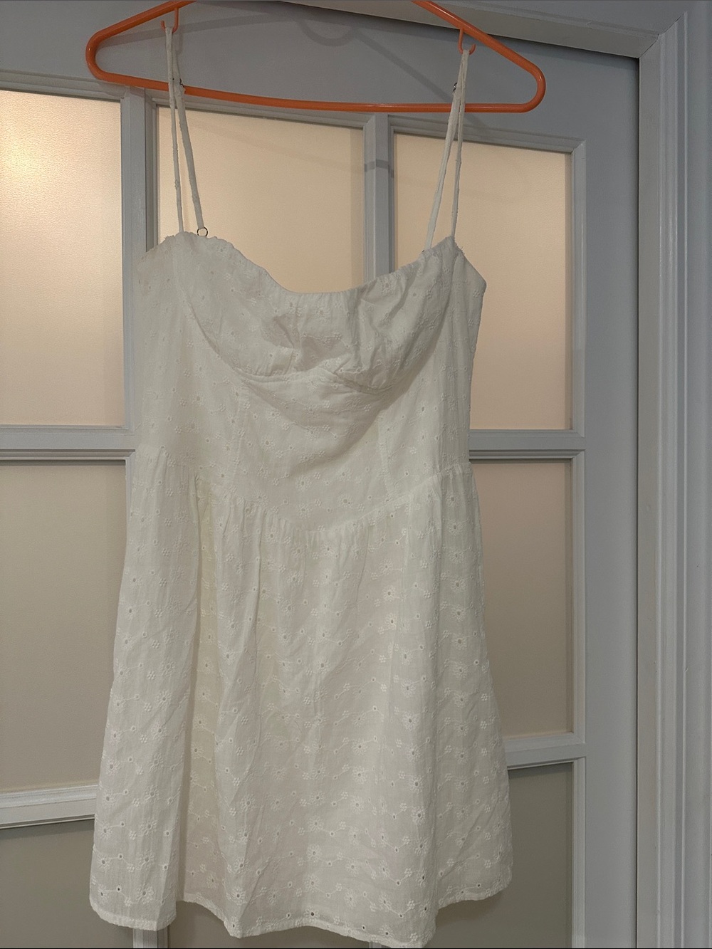 Princess Polly White Eyelet Spaghetti Strap Dress - 6